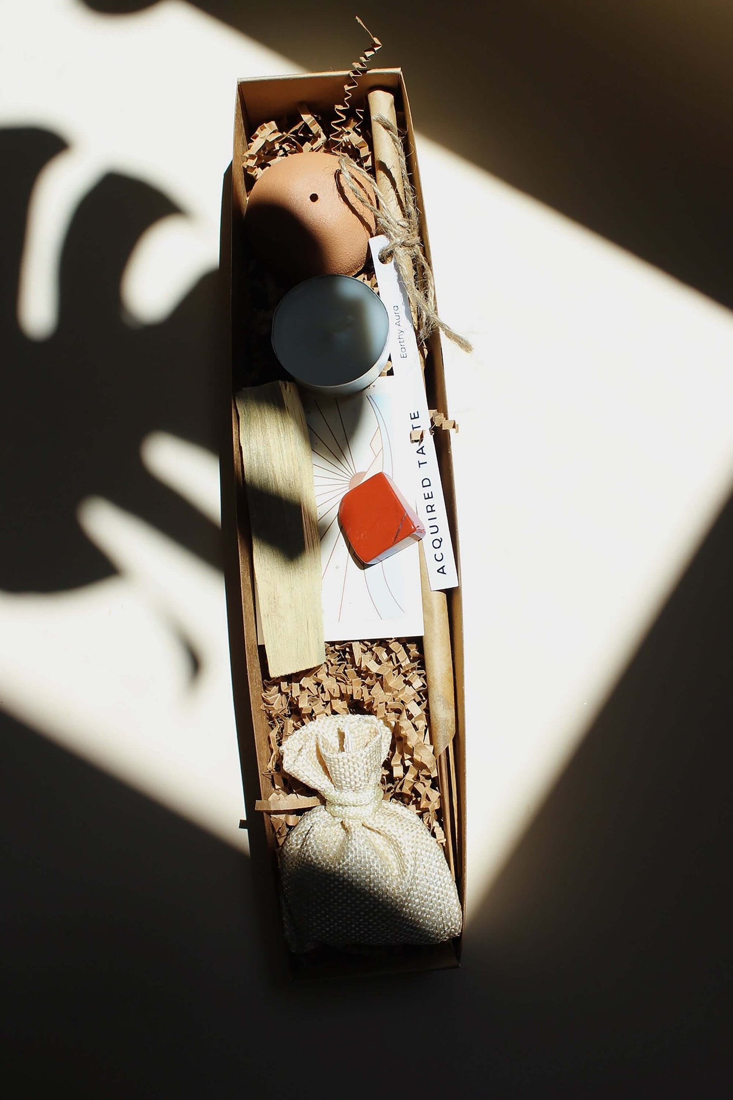 acquired taste acquired moment incense stick starter pack with red jasper stone and incense and a holder - creative flow - contents