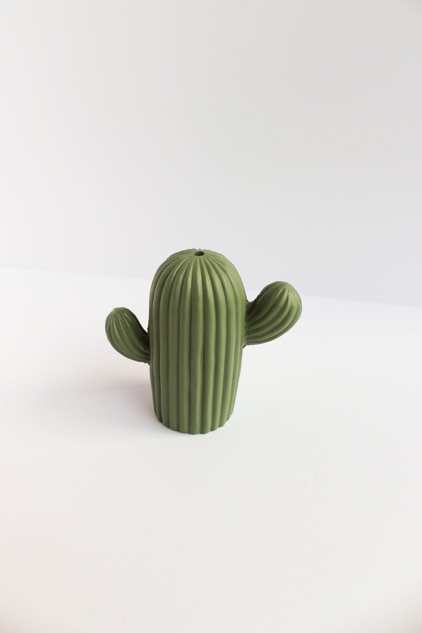 acquired taste cactus charm incense stick holder in the shape of a cactus, flat background