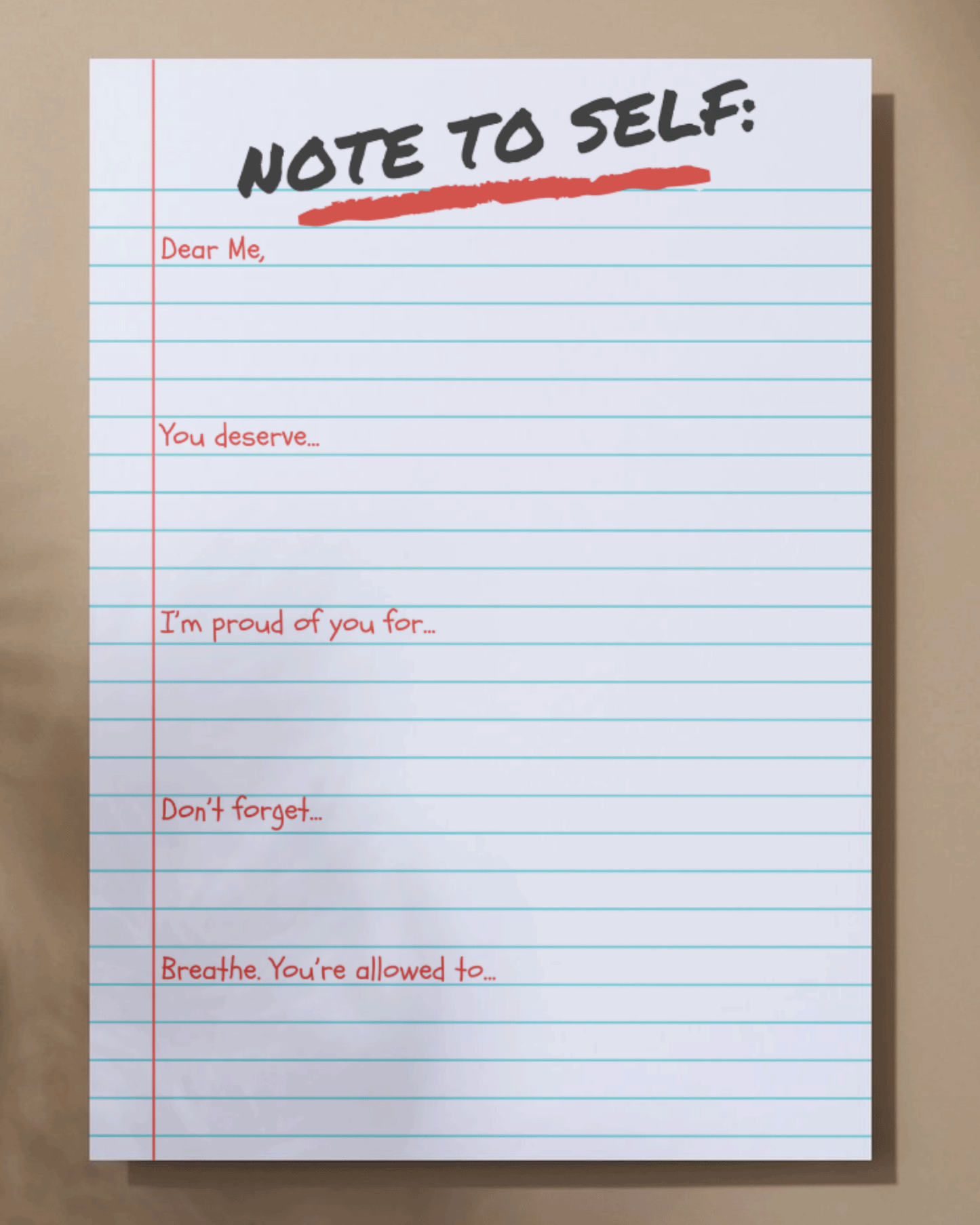 Note to self notepad