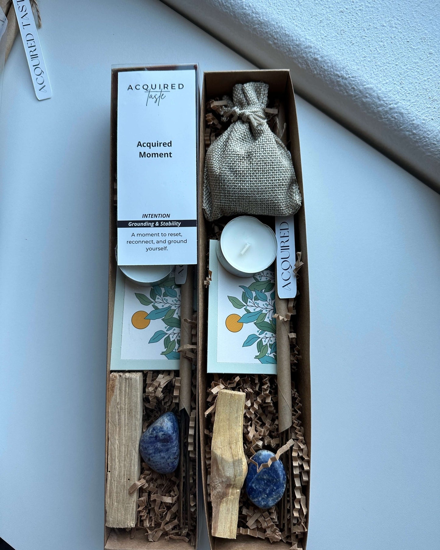 Acquired Taste Acquired Moment Grounding Stability Box - lavender, incense stick, sodalite, palo santo
