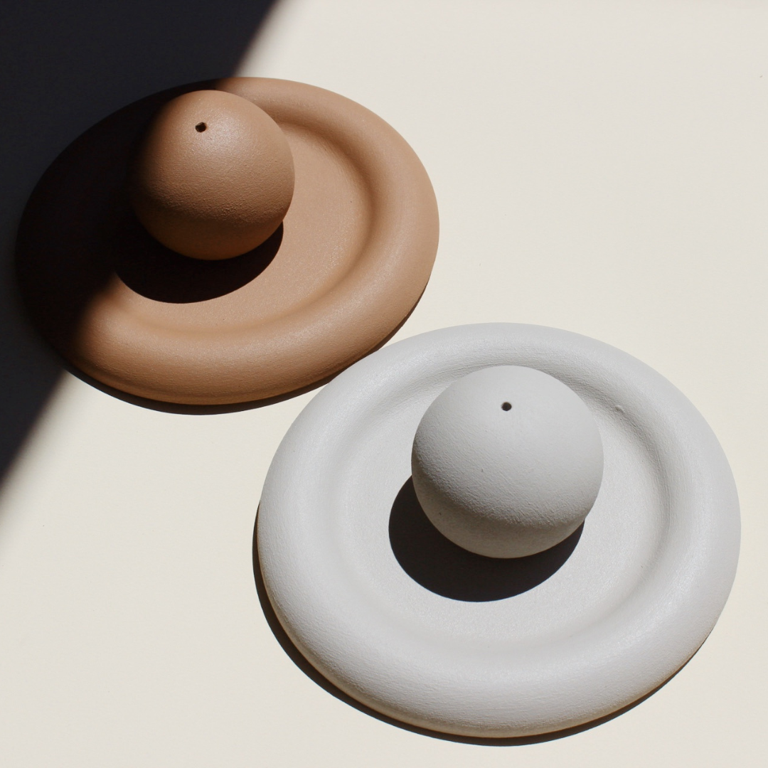 Acquired Taste Still Stone Desert Sand Incense Stick Holder - sphere shape plus coaster