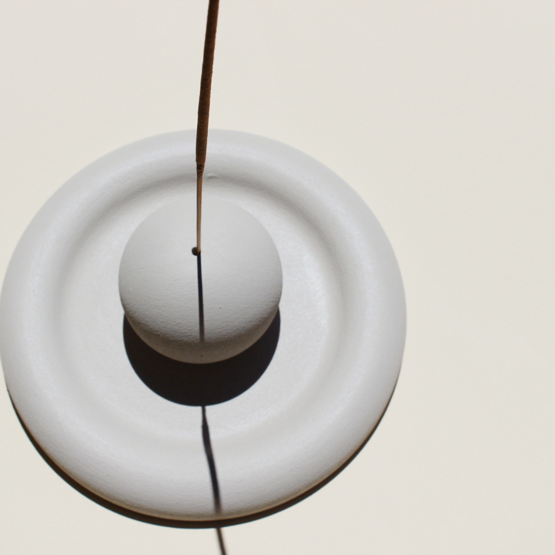 Acquired Taste Still Stone Grey Incense Stick Holder - sphere shape plus coaster