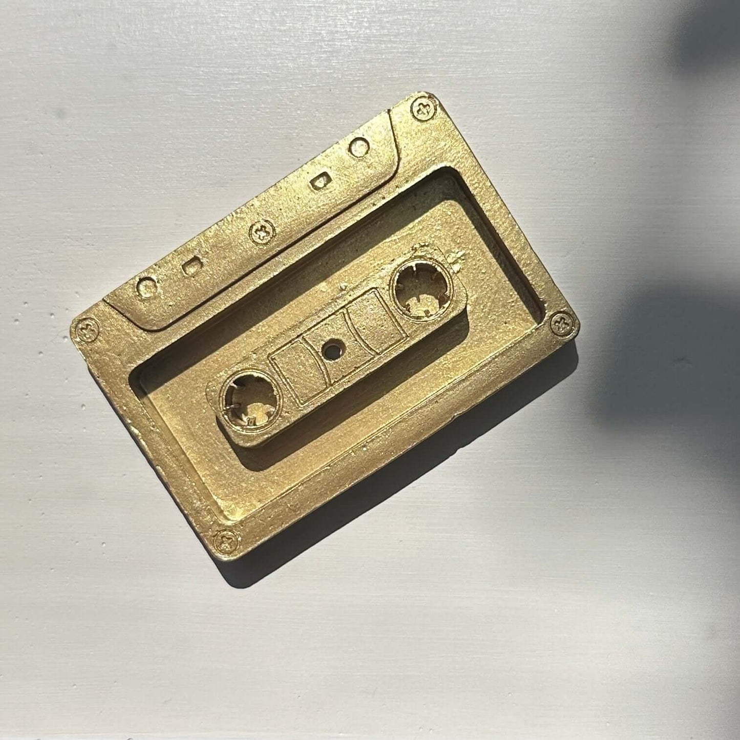 Ceramic resin cassette tape incense stick holder in gold finish