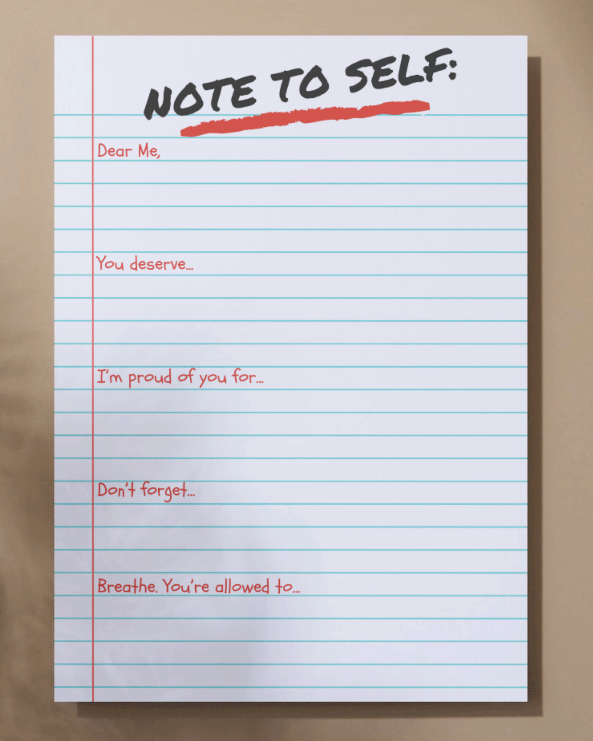 Note to self notepad