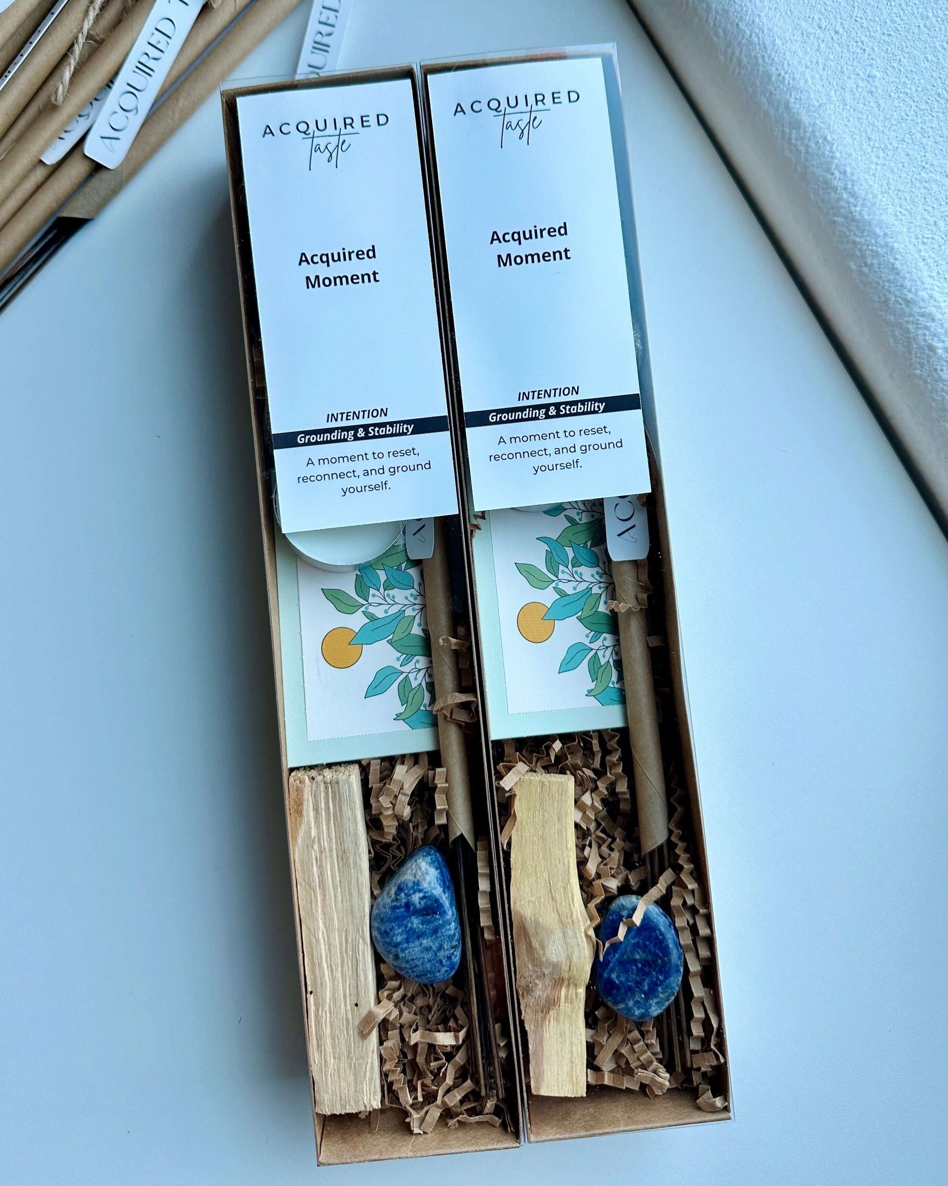 Acquired Taste Acquired Moment Grounding Stability Box - lavender, incense stick, sodalite, palo santo