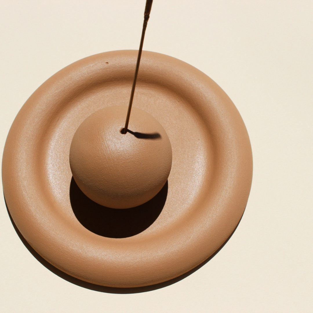 Acquired Taste Still Stone Desert Sand Incense Stick Holder - sphere shape plus coaster