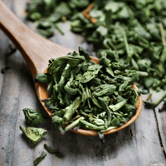 Spoon of green tea