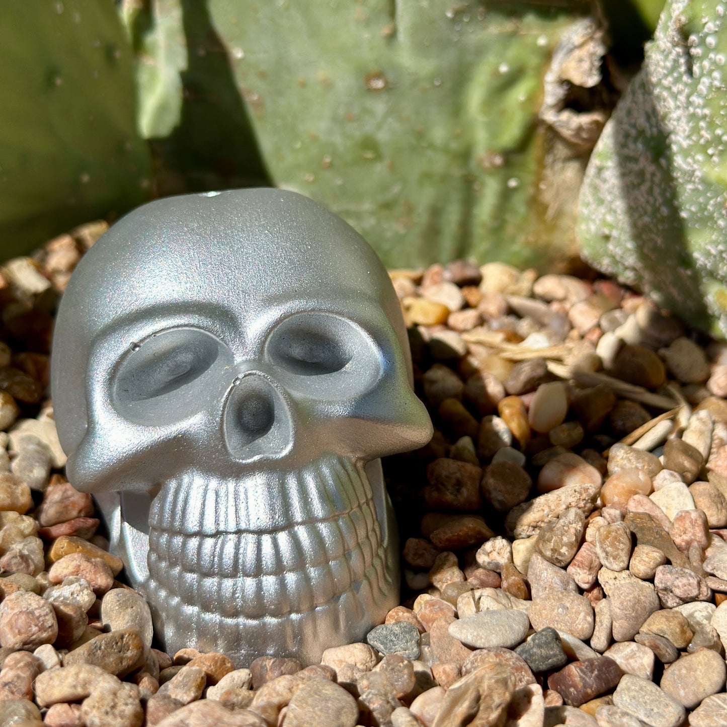 Silver skull incense stick holder