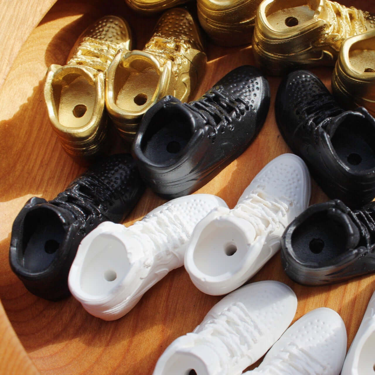 White, Gold and black sneaker nike incense stick holders